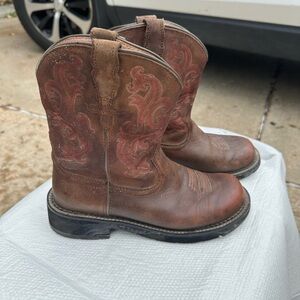 Ariat Brown and Red Heeled Boots